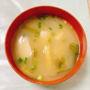 長ネギ・わかめ・油揚げの味噌汁